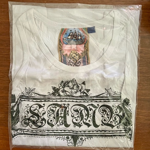 LAMB Gwen Stefani White Screen Print Graphic Tank Top RARE Y2K - Picture 1 of 5